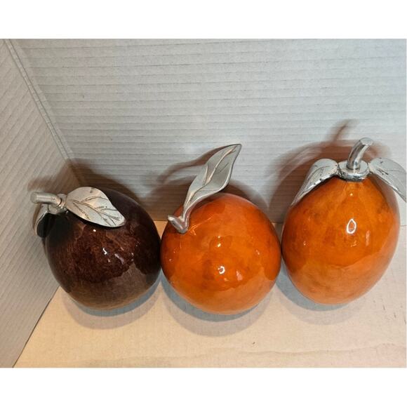 Artesana Home Vintage MCM Fruit Gourd Weighted Pewter Stem - Picture 3 of 9